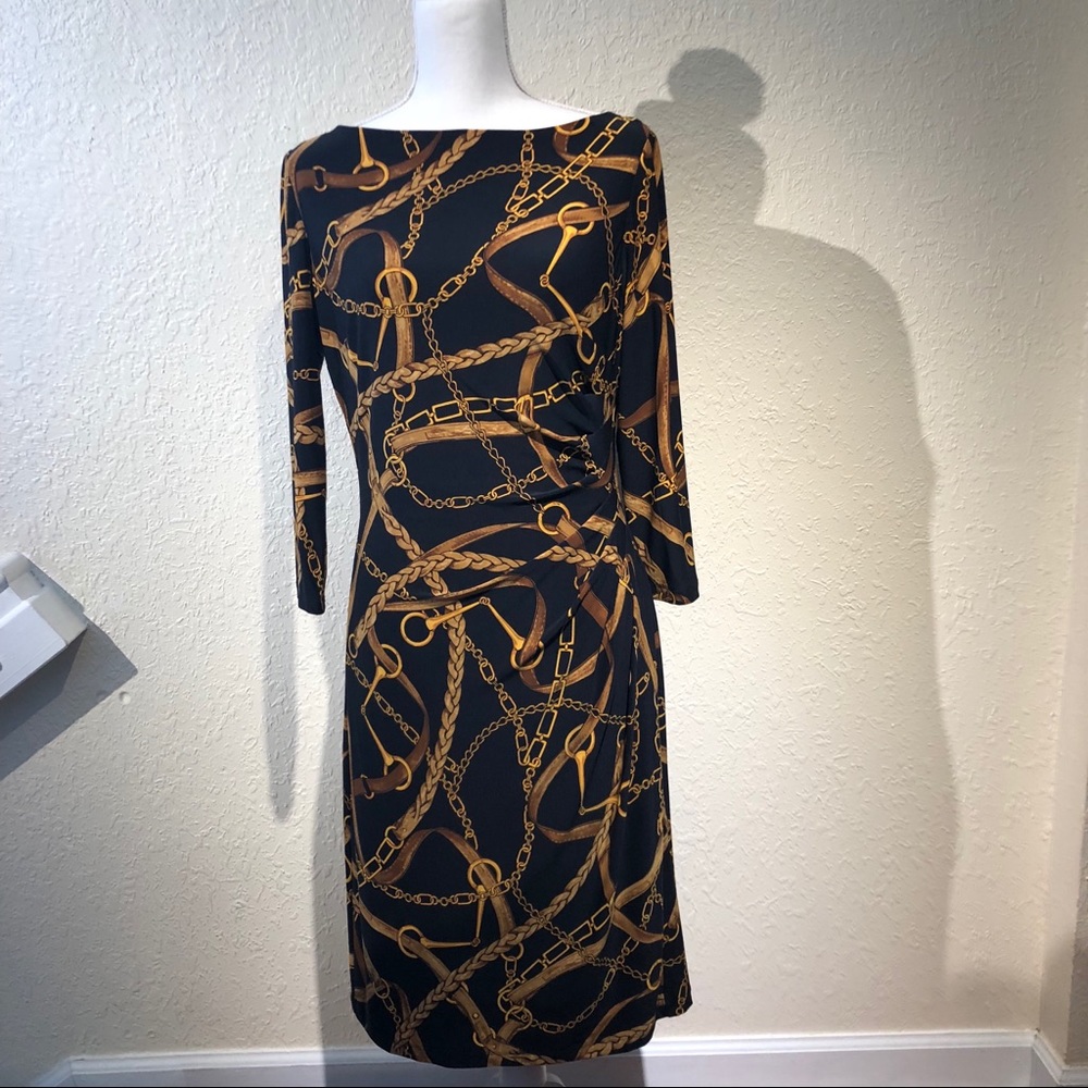 Ralph Lauren black dress with gold designs